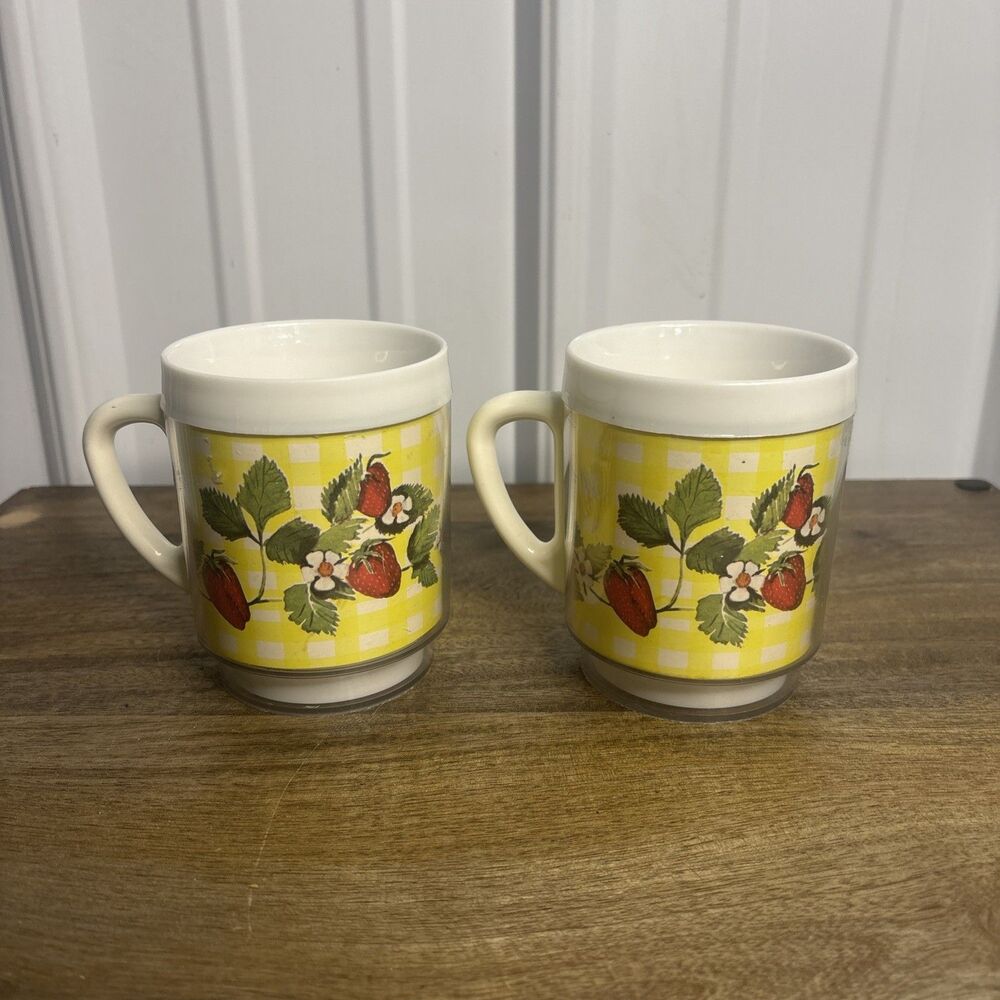 Vintage Plastic Strawberry Mugs